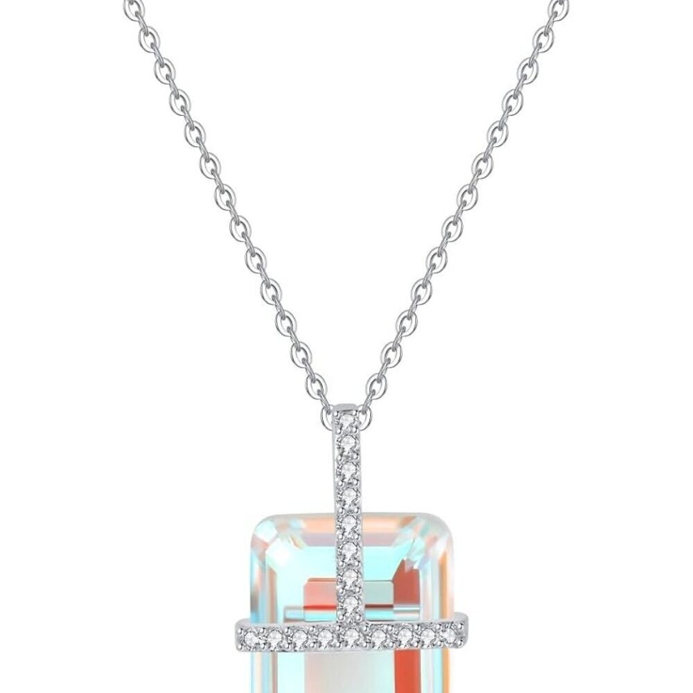Rainbow Moonstone Necklace Sterling Silver 10cm Gift for Women